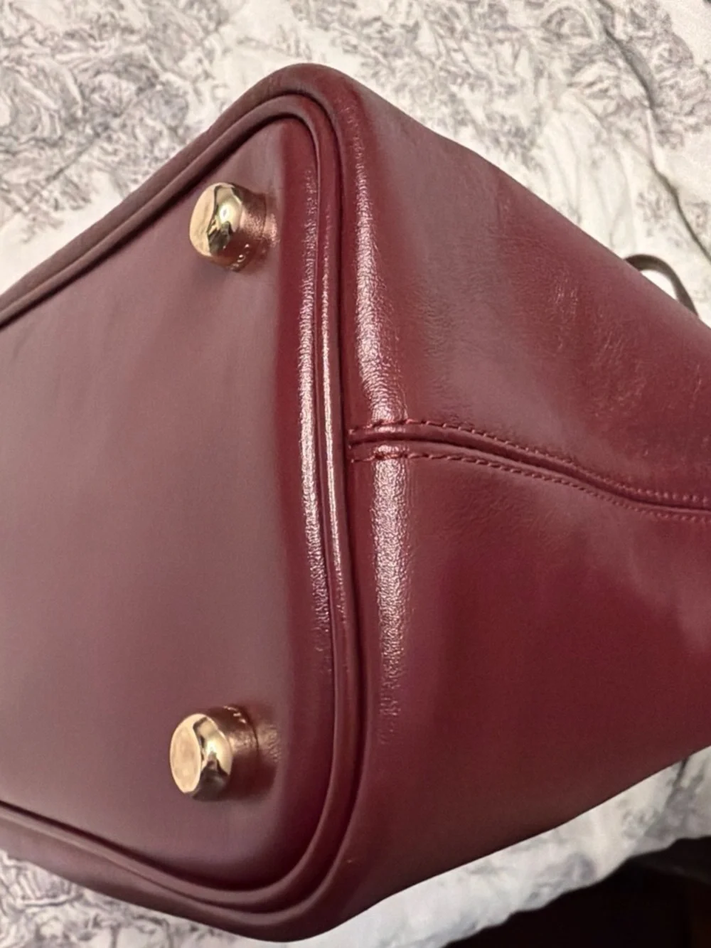 Coach Easton Wine Leather Tote with Gold Accents